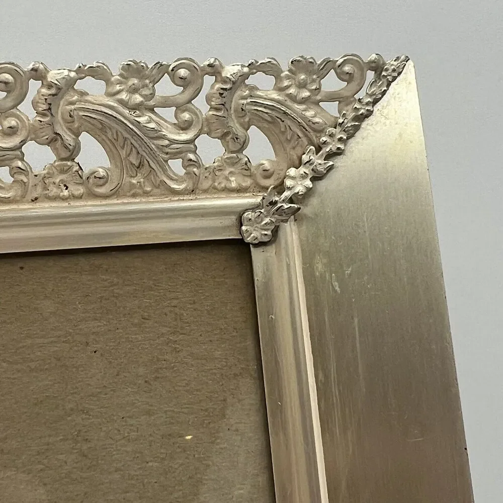 Vintage Overton Metal Ornate Filigree Picture Frame Gold Tone 8x10 Hollywood MCM